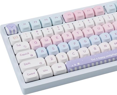 JOLINTAL 131 Touches Cute Candy Keycap Set MOA Profil Dye Sublimation PBT Keycap Rond Custom Cherry MX Keycap pour ANSI Layout Clavier de Jeu Mécanique