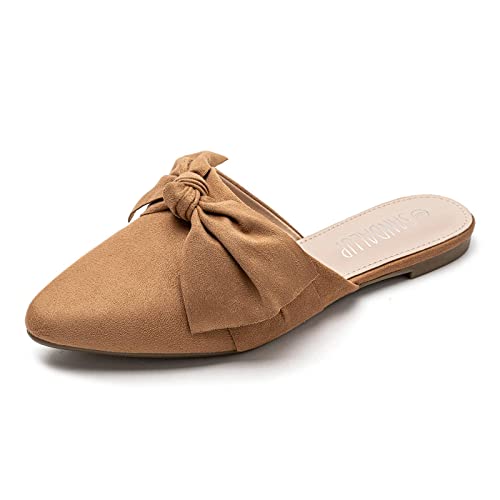 Sandalup Mules Women Shoes W Pointed Toe And Elegant Bowknot Brown 09 #TOP11