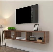 TV Stand for 65 Inch TV Wood Floating Entertainment Wall Mounted Walnut TV Stand Floating TV Shelf Media TV Console for Living Room Bedroom