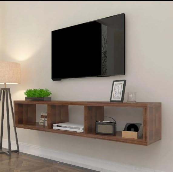 The Good Luck TV Stand for 65 Inch TV Wood Floating Entertainment Wall Mounted Walnut TV Stand Floating TV Shelf Media TV Console for Living Room Bedroom-image-17