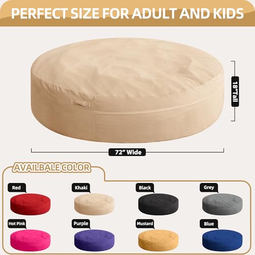 HABUTWAY XX-Large Bean Bag Chair: Giant 7' Memory Foam Furniture Bean Bag Chairs for Adults with Microfiber Cover 7Ft (Khaki)