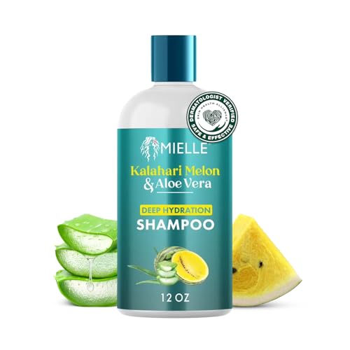 Mielle Organics Kalahari Melon & Aloe Deep Sulfate Free Shampoo - Hydrating & Clarifying Shampoo for Dry Curly and Textured Hair - Removes Buildup & Delivers 5 Days of Moisture 12 Ounce