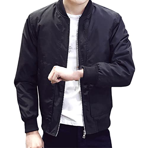 KEHAIOO Men's Bomber Jacket Spring Autumn Windbreaker Coats Casual Solid Thin Outerwear Clothing2