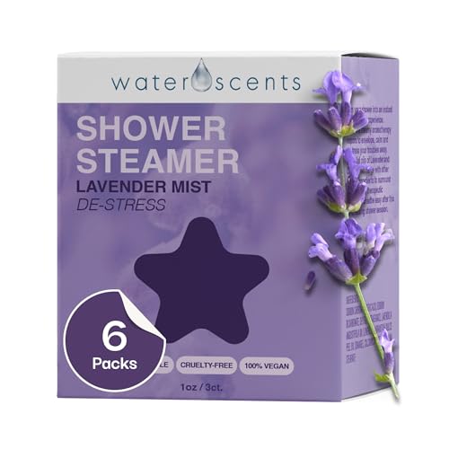 Water Scents Shower Steamer Mist – Aromatherapy Flower Fizzy with Lavender & Orange Essential Oils – Natural Self Care, Vegan, Travel Essentials, Stress Relief | 6-Packs