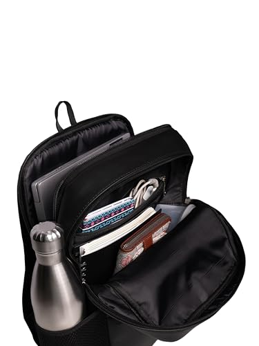 Image of ZOUK Men's Office Laptop Backpack (15.6 Inch) | Vegan Leather Travel Bag with Dual Compartments, Padded Laptop Sleeve, Trolley Sleeve, Waterproof Lining & Multiple Pockets |