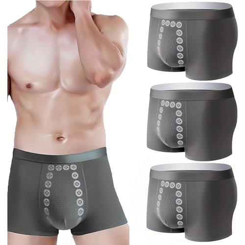 Magnetic Therapy Energetic Men Pants,Energy Field Therapy Men's Underwear,Health Care Breathable Inner Pant (Dark gray ×4,Large)