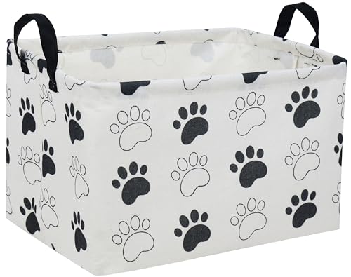 Image of Essme Rectangular Dog Basket, Cute Storage Basket with Handles for Room Decor, Dog Bins,Puppy Storage Bin(Dog Paw)