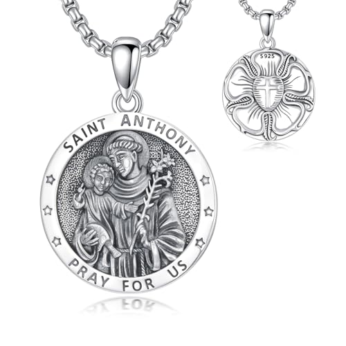 Saint Necklace Michael/Christopher/Sebastian Necklace 925 Sterling Silver Patron Amulet Medal Religious Jewelry for Men Women