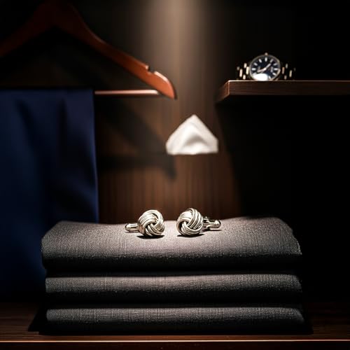 Image of TRUESILVER ACPL 925 Sterling Silver BIS Hallmarked Italian Design Love Knot Cufflinks - Gift for Men Gift for Fathers Day