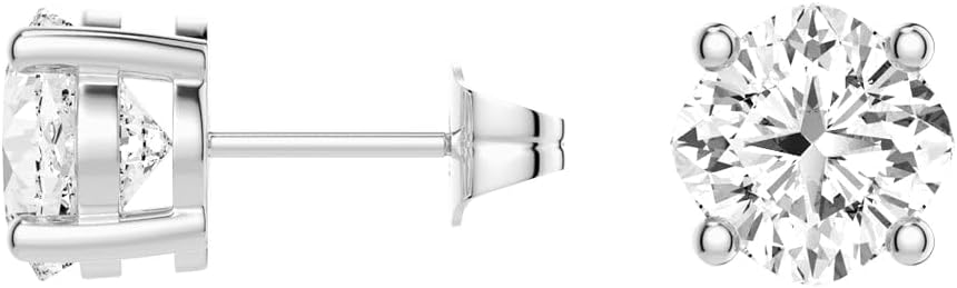 MSBLUE® Cushion Cut 4-Prong Solitaire Stud Earrings, 14K Gold Vermeil