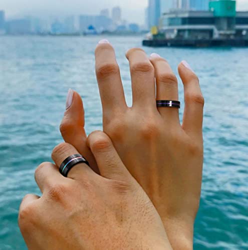 Tigrade 5Mm 7Mm 9Mm Rainbow Titanium Ring Colorful Thin Groove Wedding Band Couple Rings Size 3.5-14.5 (5Mm, 3) #TOP4