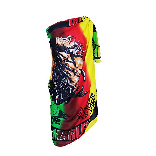 Iyara Rhythm of Bob Rasta Marley Beachwear Cover up Swimsuit Women Pareo Sarong (Lion Face)
