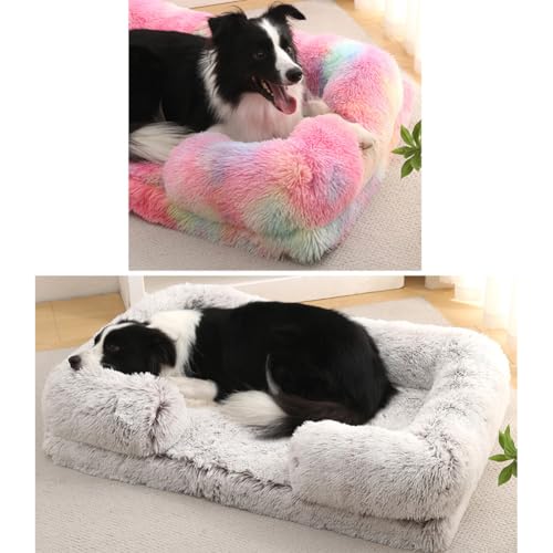 Fluffy Wolke Orthopädisches Hundebett, Hundekissen, für mittelgroße Hunde 2.5-40KG, wasserdichte Innenschicht, erhöhte Ränder, Abnehmbarer, waschbarer Bezug, rutschfest,Weinrot,S 40*35 CM(