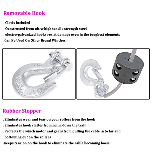 Synthetic Winch Rope, Samlight Blue 1/4" X 50' 7000Lbs Winch Line Cable With Metal Snap Hook And Rubber Stopper Winch Accessories For Atv Utv Suv Truck #TOP3