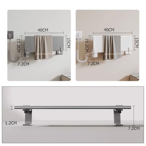 Secador de toallas vertical calefactable de aleación de aluminio de pared con botón a 55 °C 8