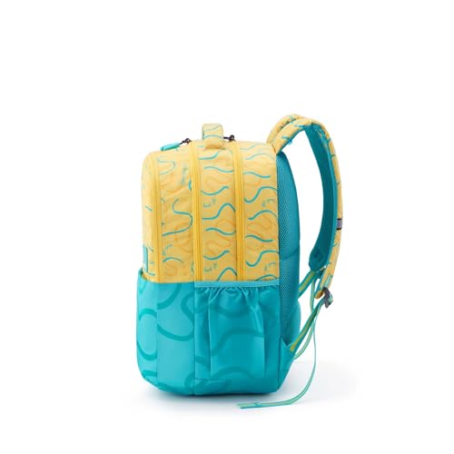 Image of American Tourister Lit | 36 Ltrs | 3 Compartments | Bottle Pocket | Ergonomic Padded Back Panel & Shoulder Straps | Secondary School Backpack | 1 Year International Warranty | Yellow /Mint