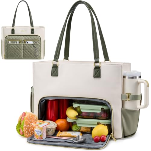 Image of LOVEVOOK Work Bag with Lunch Compartment, 15.6-Inch Teacher Tote for Women