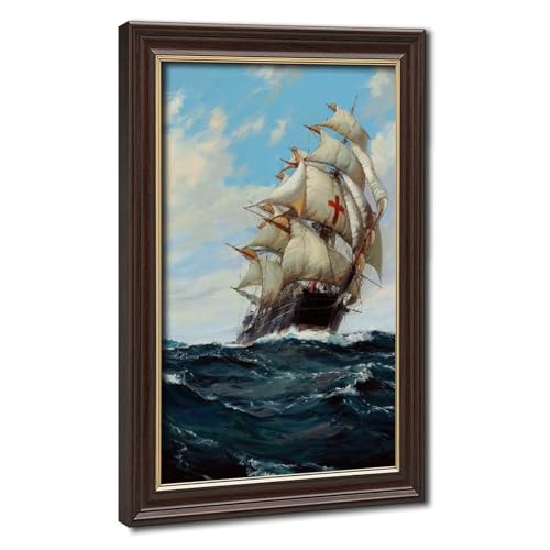Impression sur toile Dreadnought de Montague Dawson 20x30 cm cadre suspendu