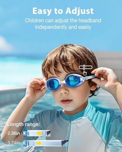 Pixel Panda 2 Pack Kids Swim Goggles with Fabric Strap for 3-8 Anti-Fog Anti-UV, No Leak No Hair Pulling Swimming Goggles Boys Girls Youth Toddlers Pool Water Protection(Blue and Yellow) - image 2