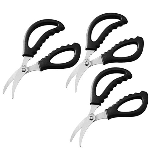 Hemoton Tijeras para Aves de Corral 3pcs Tijeras de L�nea de Camarones Tijeras Resistentes Tijeras para Huesos Tijeras de Cocina para Cortar Mariscos Langosta Pollo de Corral Caza Huesos Carne (Negro)