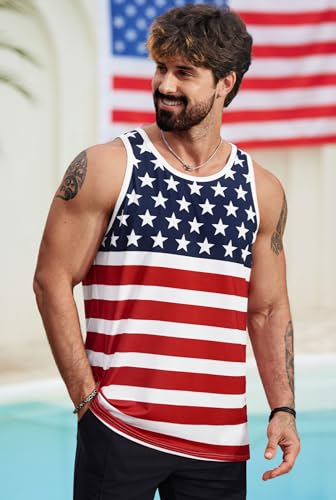 Image of VOGSTART Mens Hawaiian Beach Tank Tops Summer Vacation Muscle Top Graphic Sleeveless Shirts (S-3XL)