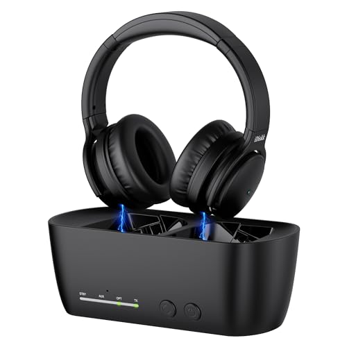 iDiskk Wireless Headphones for All TVs Watching for Seniors TV Headphones with TV Transmitter Charging Base, No Audio Delay,Easy to use with Large Speaker,Gifts for Parents and Children