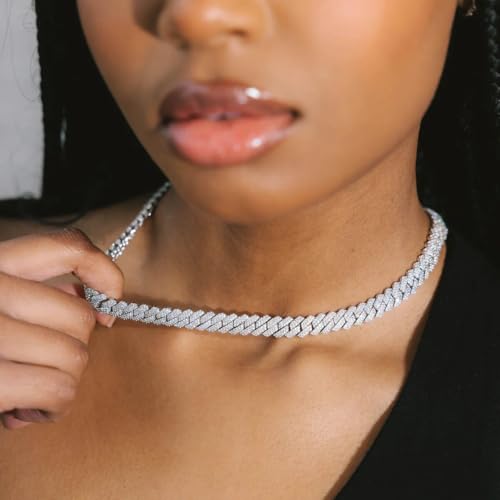 Iced Out Cuban Link Chain 10MM Silver/Gold Plated Cubic Zirconia Necklace Miami Bling Hip Hop Chain Gift for Men Women3