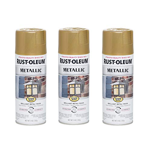 Rust-Oleum 7270830-3PK Stops Rust Metallic Spray Paint, 11 oz, Gold Rush, 3 Pack