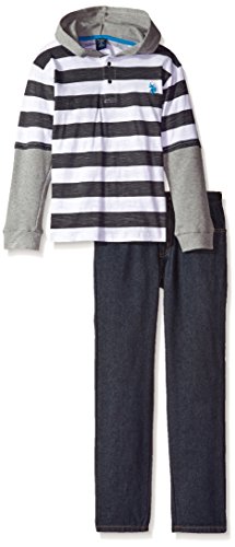 U.S. Polo Assn. Boys' 2 Piece Slub Thermal Hangdown and Denim Jean Set