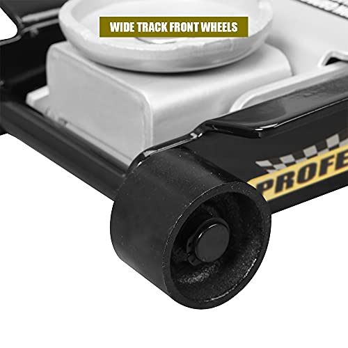 Hpdmc Hydraulic Low Profile Steel Racing Floor Jack 3 Ton (6,000 Lb) Capacity With Single Piston Quick Lift Pump, Black #TOP6