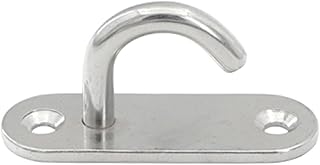 TopHomer 6Pcs Stainless Steel Ceiling Hooks, M8 Oval Open Hooks, Pad Eye Plate Anchor Screw Wall Mount Hook for Hanging Lamp Plant Basket Ceiling Fan Tool Marine Deck