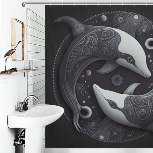 Rideau de douche dauphin imperméable 183x183 cm grand format - 6