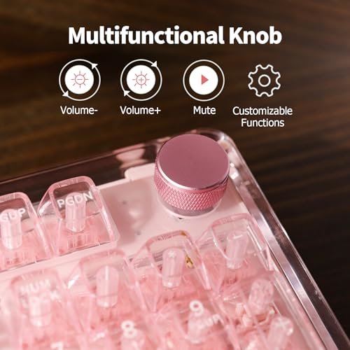 KiiBoom Phantom 98 Hot Swappable Crystal Gasket-Mounted Mechanical Keyboard, Triple Mode NKRO Gaming Keyboard with South-Facing RGB, Clear Keycaps, 8000mAh Battery for Win/Mac (Pink)