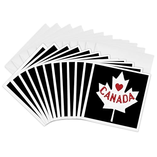 Cartes de vœux drapeau du Canada grunge 3dRose gc_307514_2 lot de 12 avec cœur