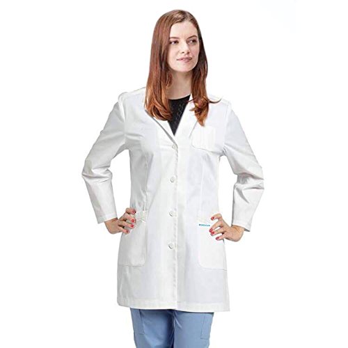 Bordova Consultation Lab Coat - Professional Doctor’s 32 Inch Long Medical Uniform for Women & Men White