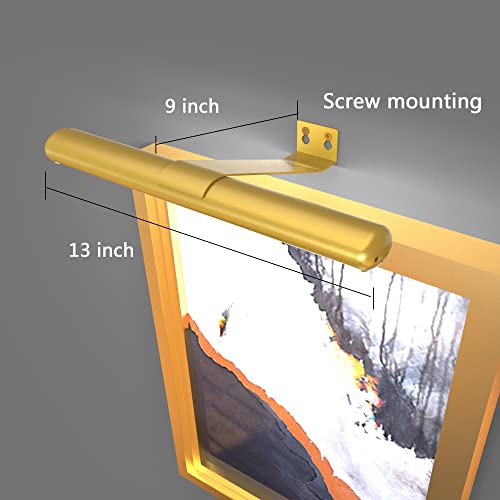 Led Picture Light Gold Wireless With Remote Control,Painting Light Rechargeable Battery Full Metal Art Light For Display Light Accent Light With Brightness Dimmable Timer 300Lm For Gallery Dartboard #TOP5