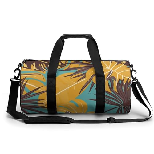 Sac de voyage rétro feuilles imprimé vintage original format duffel 45x23x23cm