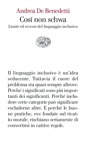 Portada de Così non schwa. Limiti ed eccessi del linguaggio inclusivo