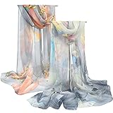 Yuson Girl Bufanda Seda Mujer Chal Gasa Pañuelo de Seda Elegante Multicolor Mantón Ultraligero Transpirable Chifon Silk Scarf 160 * 50cm
