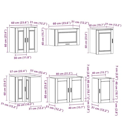 vidaXL Porto Artisan Oak Wood Composite Kitchen Cabinet Set 11-Piece - Image 9