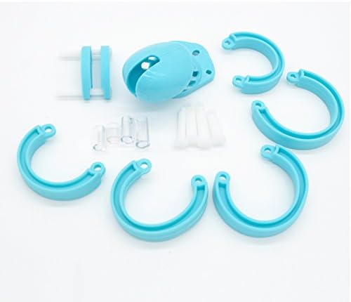 Miniatura 6 de Jaula de silicona para pene masculino, dispositivo de castidad para ejercicio de pene masculino (azul, A122)