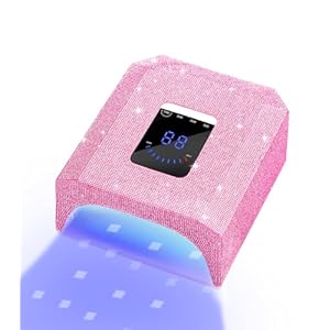 UV LED Nail Lamp Cordless: Rechargeable UV Light for Gel Nails 60W, Professional Pink Diamond Nail Dryer with 4 Timer Setting & Auto Sensor, Wireless Fast UV Nail Light Curing Lamp for Salon & Home
