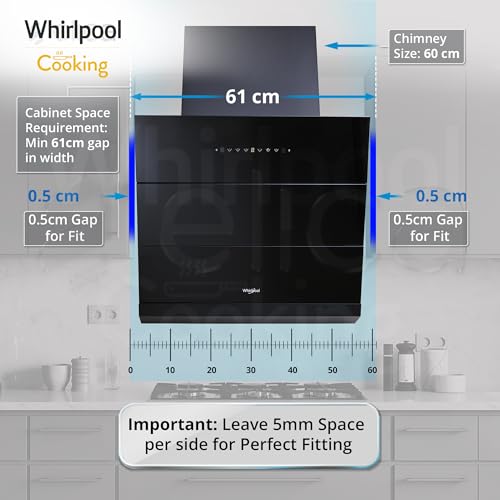 Image of Whirlpool 60cm 1600 m3 /hr Filterless Autoclean Kitchen Chimney with 11 Years Warranty | Made In India (VFL PRO 602 HAC BK HOOD, Touch + Gesture Control, Black)