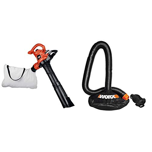BLACK+DECKER 3-in-1 Electric Leaf Blower, Leaf Vacuum, Mulcher, 12-Amp (BV3600) & Worx WA4054.2 LeafPro Universal Leaf Collection System for All Major Blower/Vac Brands