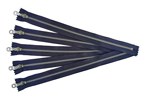 Fermeture éclair YKK bleu marine pour réparer un jean ou un sac à dos en toile - Lot de 5