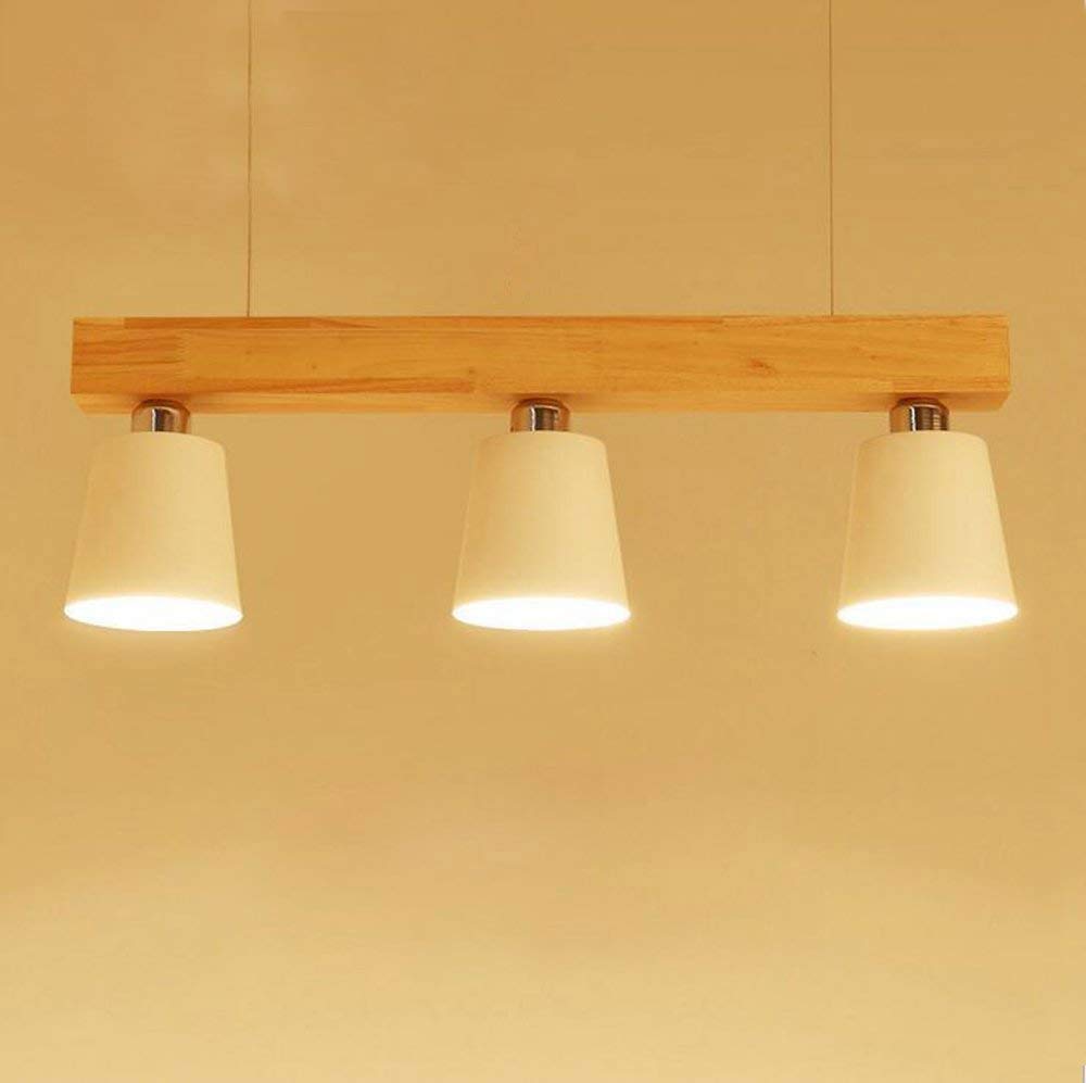 GBLY Lámpara colgante LED mesa de comedor madera 3 llamas blanco cálido | lámpara de mesa de comedor ajustable en altura para comedor sala de estar restaurante de oficina blanco, E27 iluminante incl.