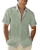 XINGCOOL Men's Casual Button Down Shirts Linen Untucked Relaxed Fit Casual Shirt Short Sleeve for Men