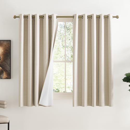 NICETOWN Beige Blackout Curtains for Dining Room 62" w x 63" L 2 Panels