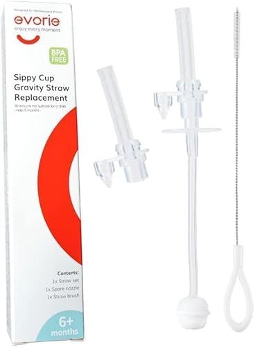 Miniatura 2 de Evorie Repuesto de popote con peso 360 para vaso de 7 onzas, incluye cepillo de limpieza para popote y boquilla de repuesto (paquete de 1)