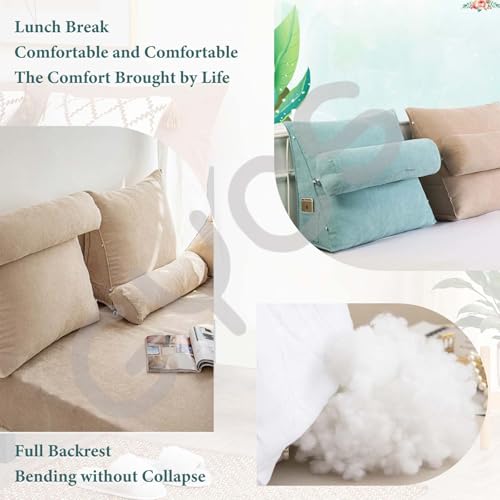 Cojín de lectura en cuña y respaldo de cama ergonómico con almohada lumbar ajustable 6
